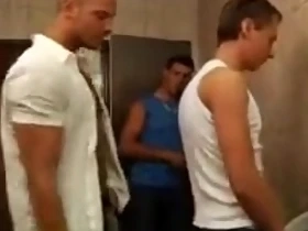 Young Boy In Toilet Is Fucked By 2 Muscle Studs
