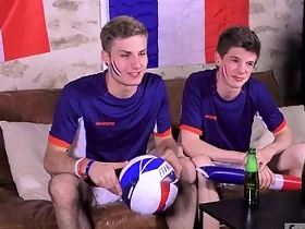 Two twinks support the French Soccer team in their own way