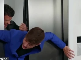 Stud (JJ Knight) Eats Out Twinks (Joey Mills) Tight Small Butt Pounds Him In An Elevator - Men