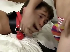 Three sexy twinks have a roleplaying threesome fuck fest