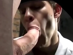 Freaky twinks bare fuck in the glory hole room and jizz